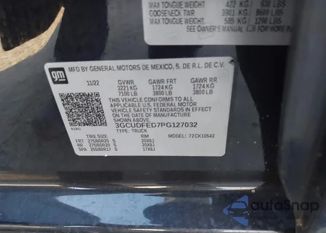 2023 Chevrolet Silverado 1500 4Wd Short Bed Lt Trail Boss from USA, damaged, VIN 3GCUDFED7PG127032